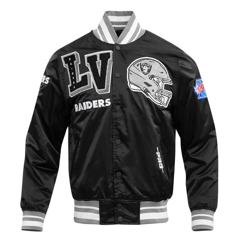 NFL LAS VEGAS RAIDERS MASHUP MEN'S RIB SATIN JACKET