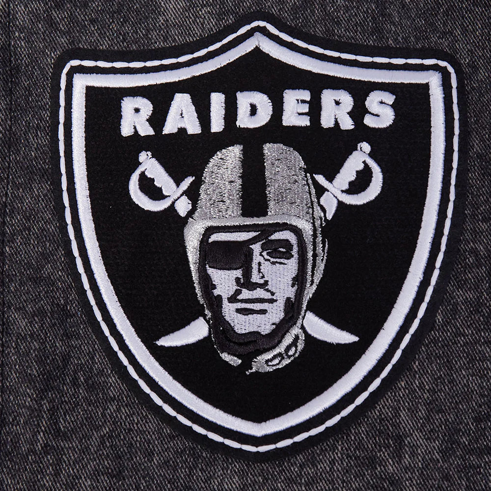 NFL LAS VEGAS RAIDERS REBEL ATHLETICS MEN'S DENIM VARSITY JACKET