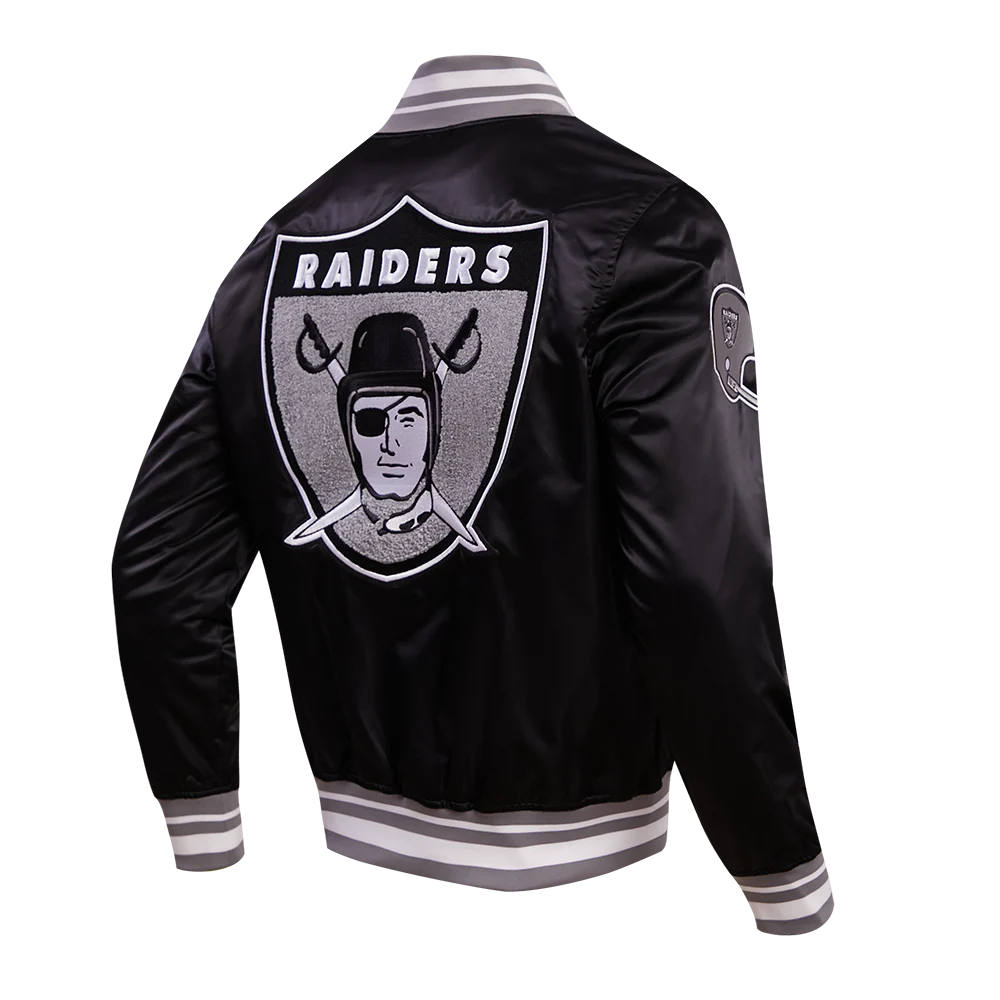 NFL OAKLAND RAIDERS RETRO CLASSIC MEN'S RIB SATIN JACKET