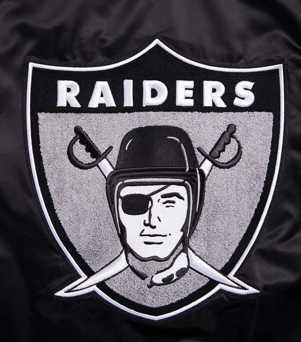 NFL OAKLAND RAIDERS RETRO CLASSIC MEN'S RIB SATIN JACKET