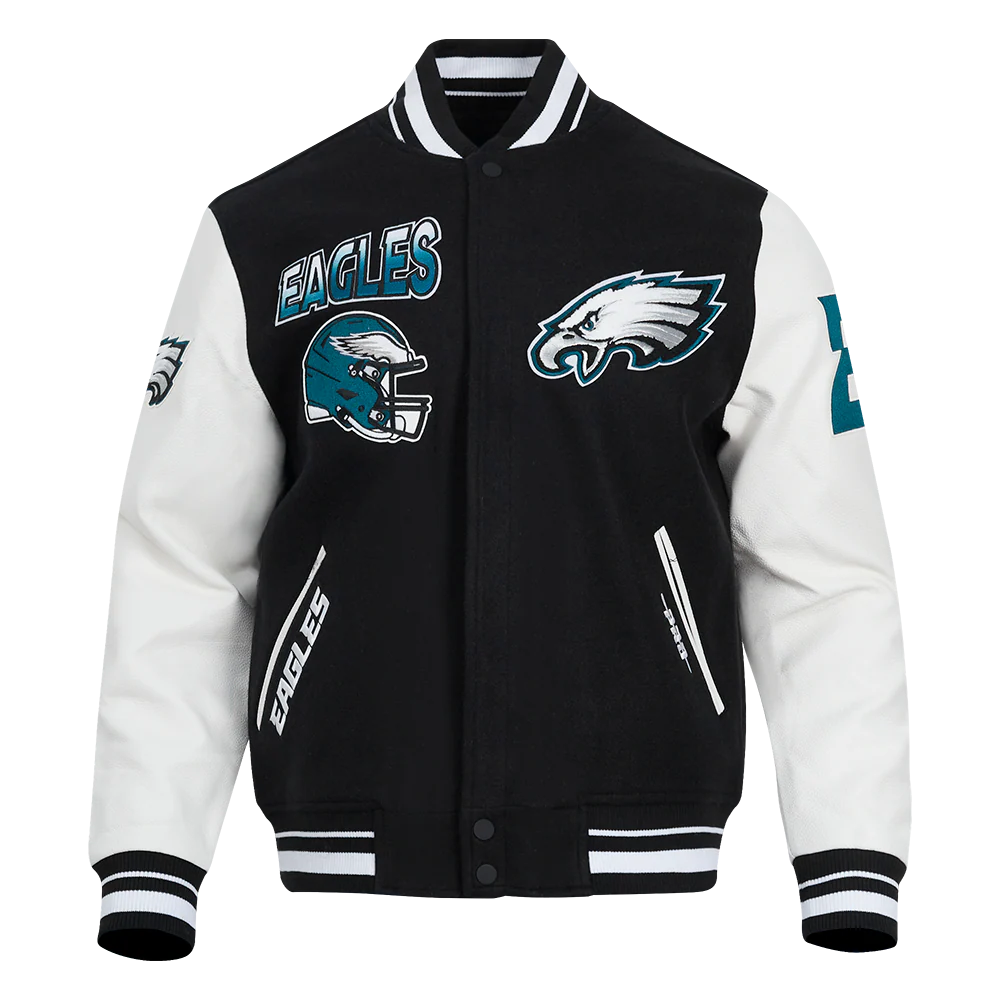 NFL PHILADELPHIA EAGLES TURN IT UP MEN'S RIB WOOL VARSITY JACKET