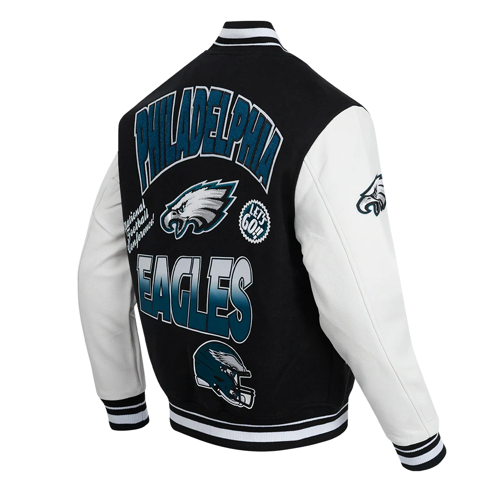 NFL PHILADELPHIA EAGLES TURN IT UP MEN'S RIB WOOL VARSITY JACKET