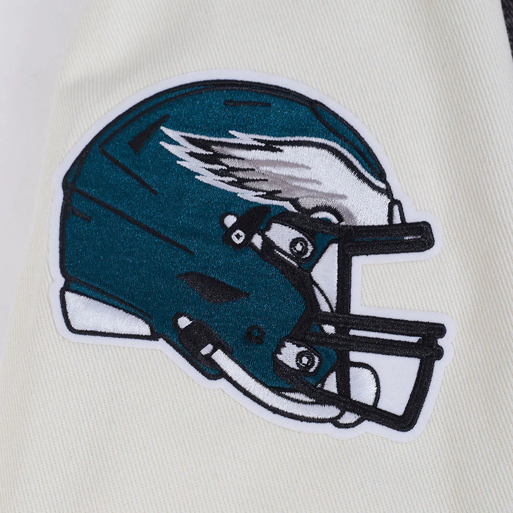 NFL PHILADELPHIA EAGLES REBEL ATHLETICS MEN'S DENIM VARSITY JACKET