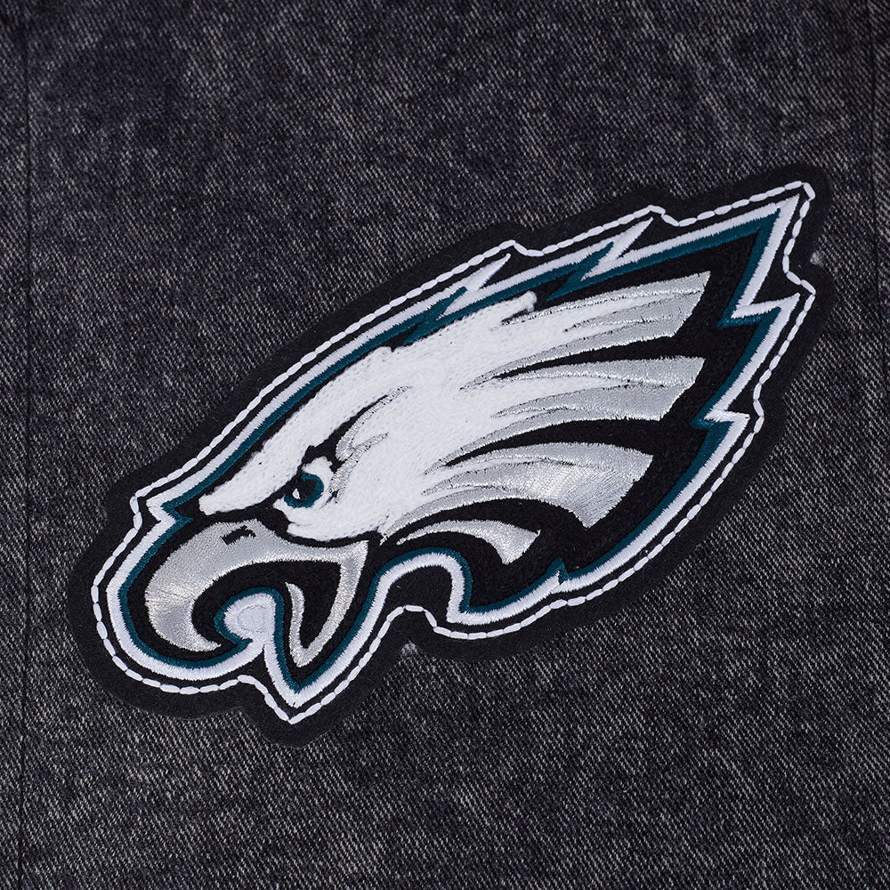NFL PHILADELPHIA EAGLES REBEL ATHLETICS MEN'S DENIM VARSITY JACKET
