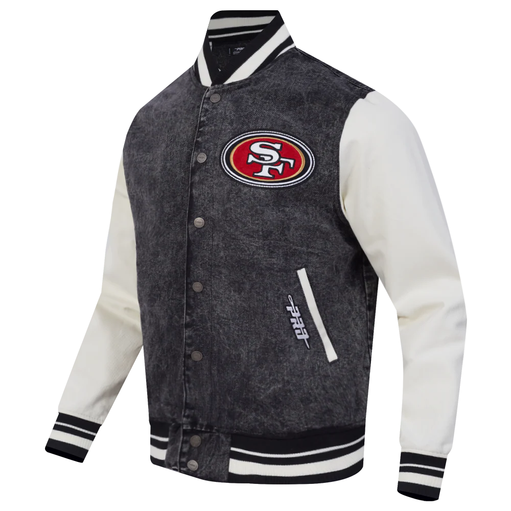 NFL SAN FRANCISCO 49ERS REBEL ATHLETICS MEN'S DENIM VARSITY JACKET