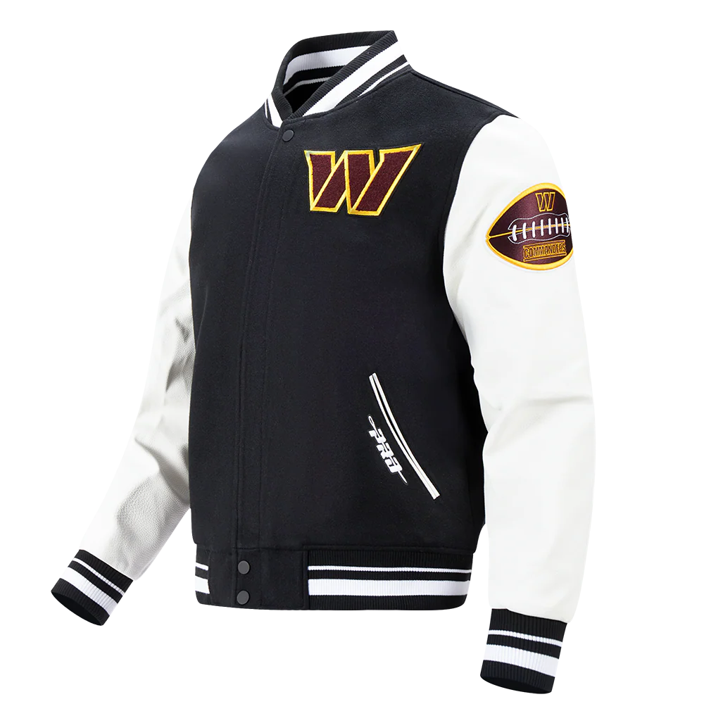 NFL WASHINGTON COMMANDERS OLD ENGLISH MEN'S RIB WOOL VARSITY JACKET