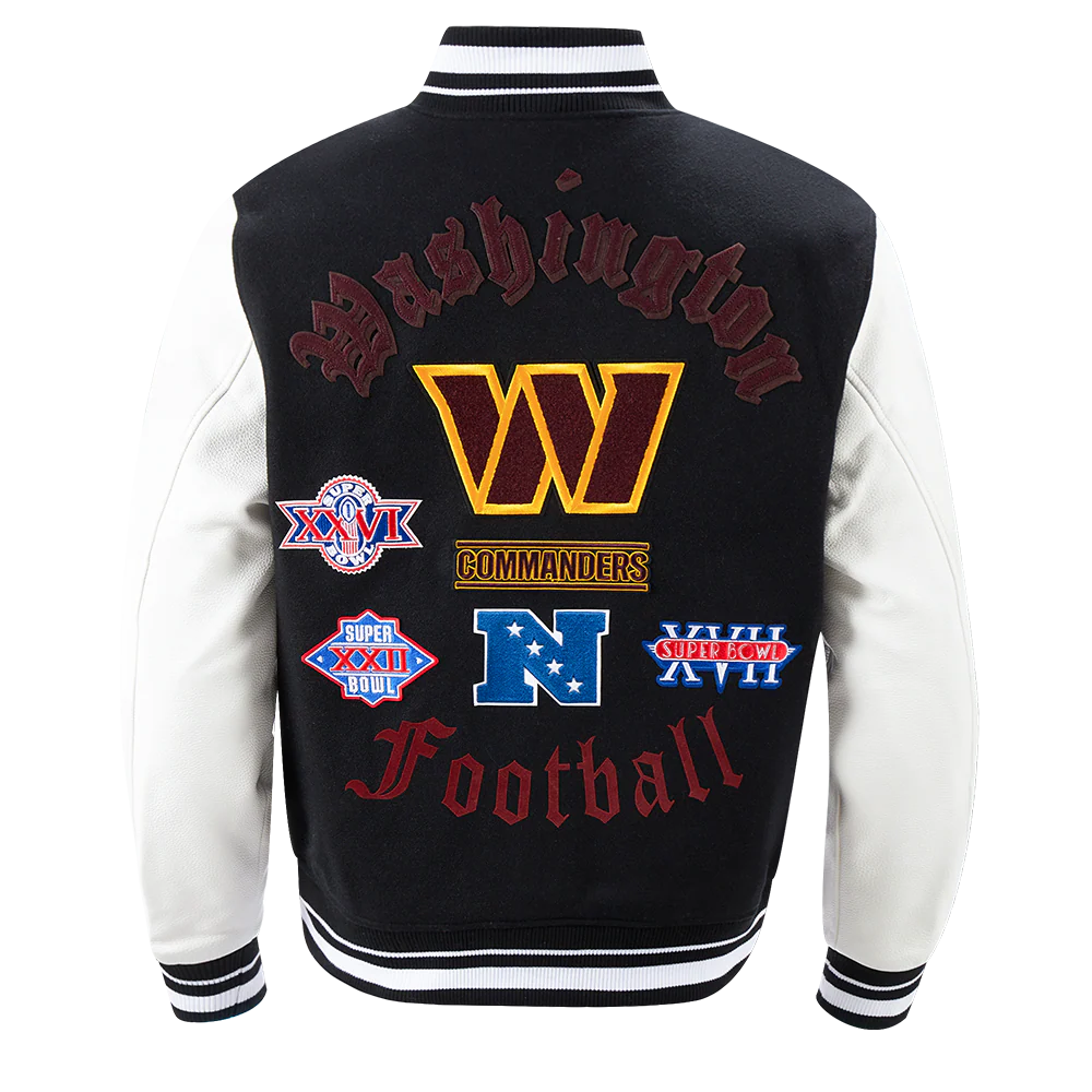 NFL WASHINGTON COMMANDERS OLD ENGLISH MEN'S RIB WOOL VARSITY JACKET