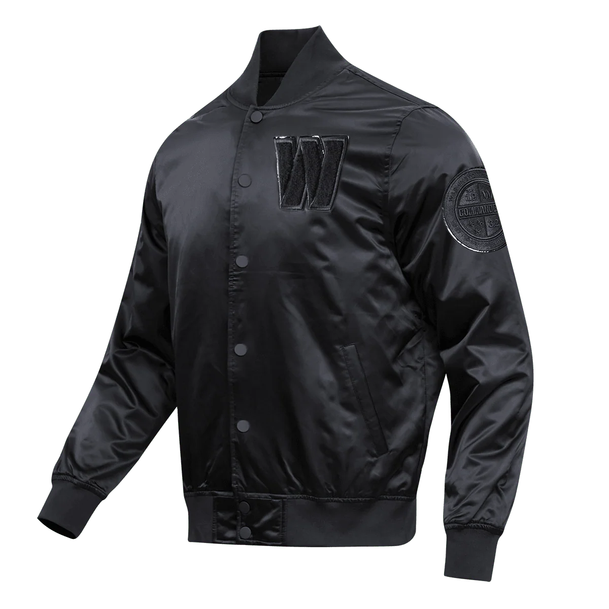 NFL WASHINGTON COMMANDERS TRIPLE BLACK MEN'S SATIN JACKET