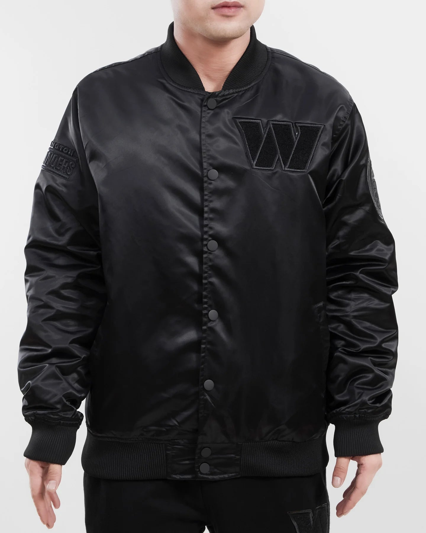 NFL WASHINGTON COMMANDERS TRIPLE BLACK MEN'S SATIN JACKET
