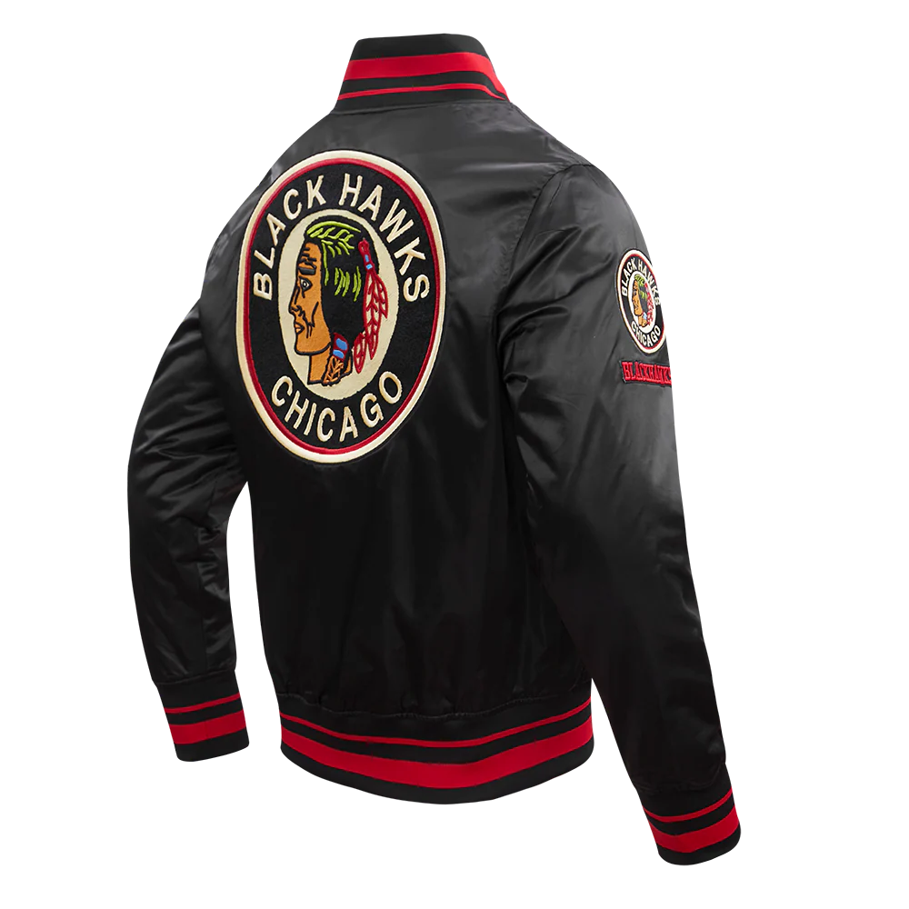 NHL CHICAGO BLACKHAWKS RETRO CLASSIC RIB SATIN JACKET