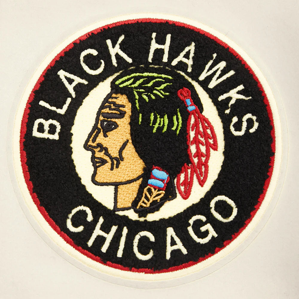 NHL CHICAGO BLACKHAWKS RETRO CLASSIC MEN'S RIB WOOL VARSITY JACKET