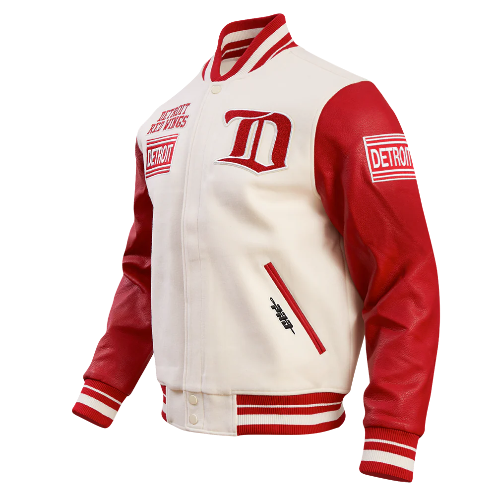 NHL DETROIT RED WINGS RETRO CLASSIC MEN'S RIB WOOL VARSITY JACKET