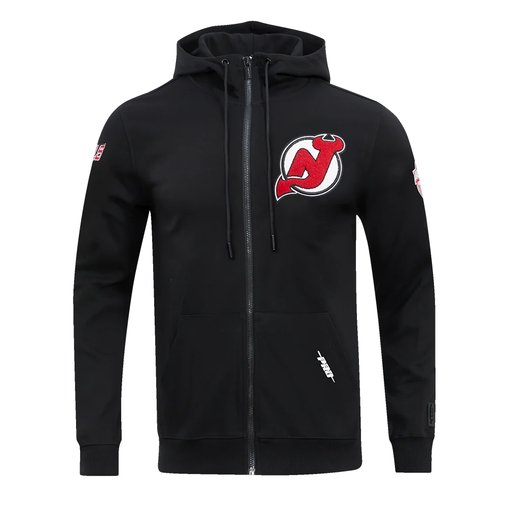 NHL NEW JERSEY DEVILS CLASSIC CHENILLE MEN'S FULL ZIP PULLOVER HOODIE
