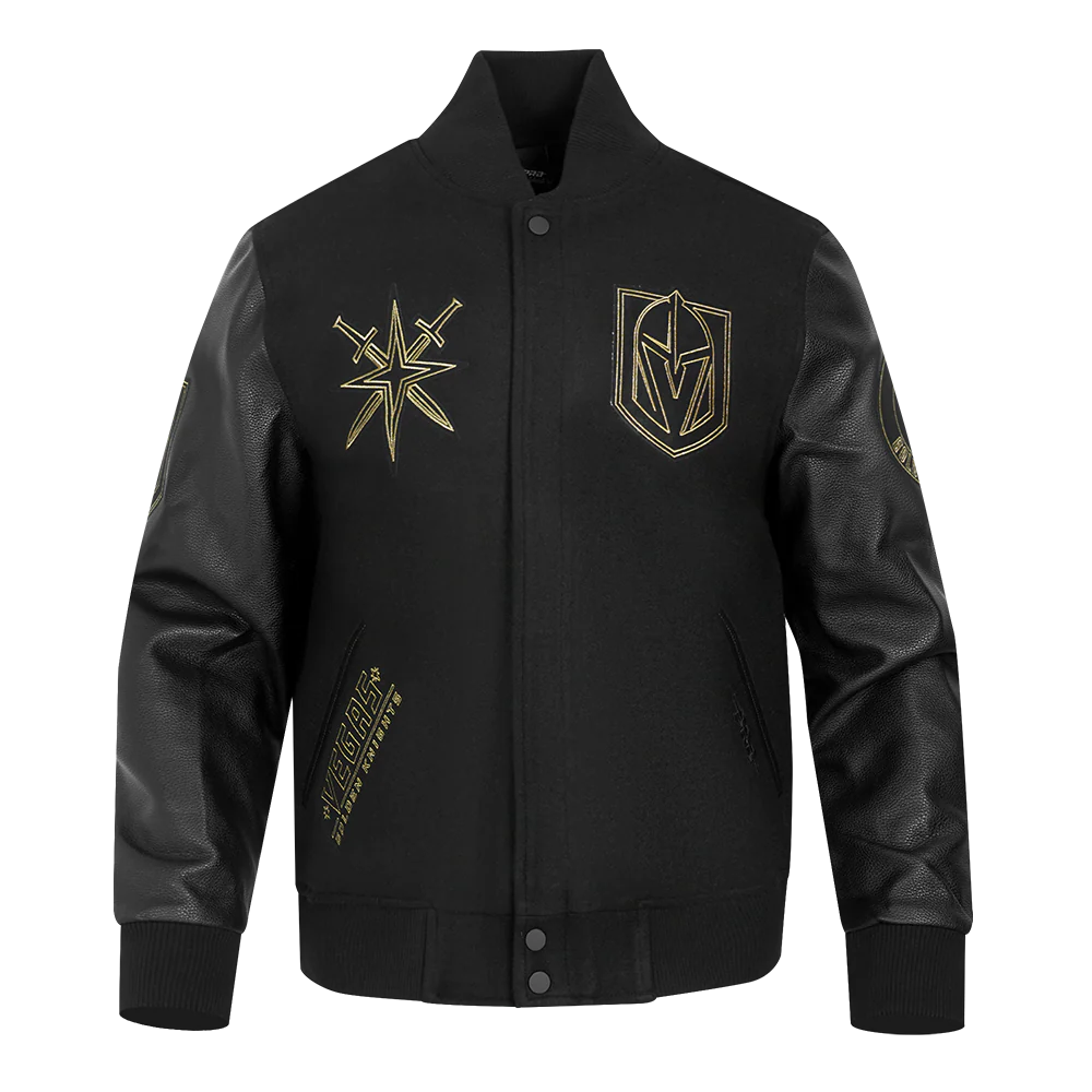 NHL VEGAS GOLDEN KNIGHTS BLACK & GOLD MEN'S WOOL VARSITY JACKET