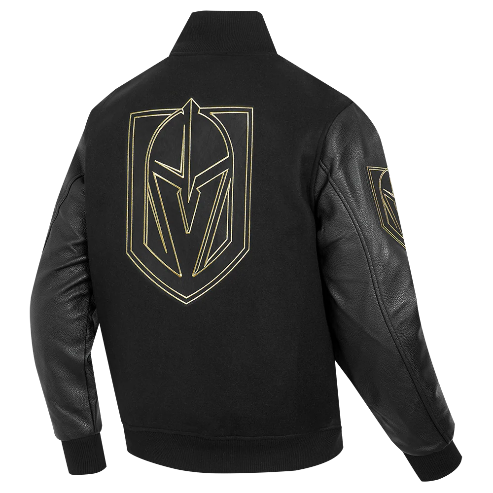 NHL VEGAS GOLDEN KNIGHTS BLACK & GOLD MEN'S WOOL VARSITY JACKET