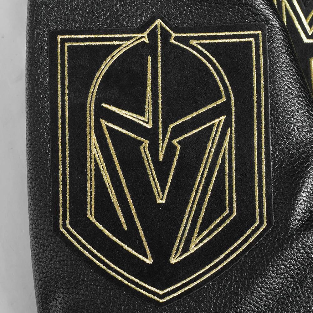 NHL VEGAS GOLDEN KNIGHTS BLACK & GOLD MEN'S WOOL VARSITY JACKET