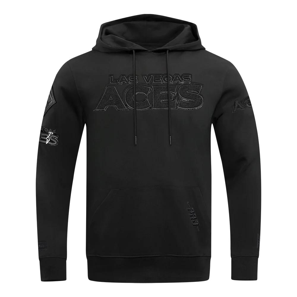 WNBA LAS VEGAS ACES TRIPLE BLACK MEN'S DOUBLE KNIT PULLOVER HOODIE