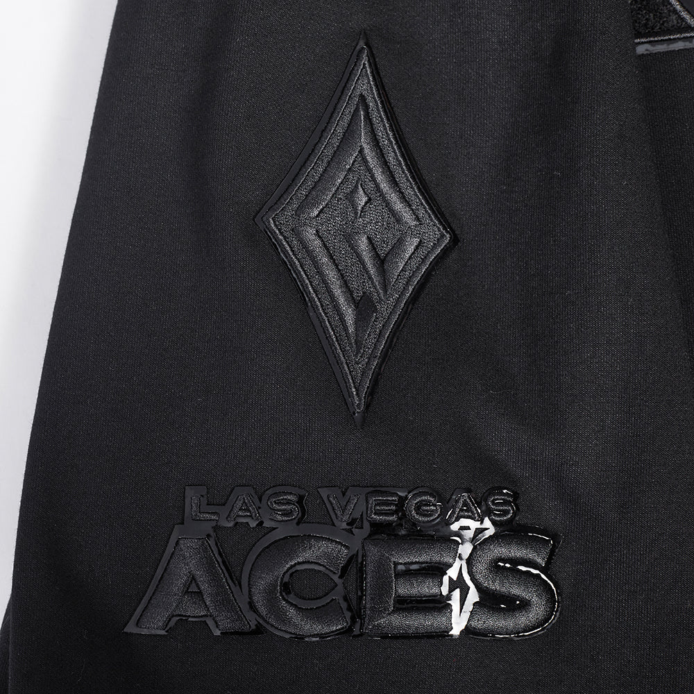 WNBA LAS VEGAS ACES TRIPLE BLACK MEN'S DOUBLE KNIT PULLOVER HOODIE