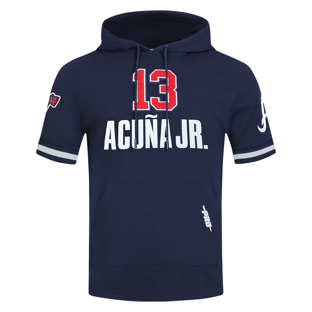 MLB ATLANTA BRAVES RONALD ACUNA JR. #13 CLASSIC MEN'S SHORT SLEEVE PULLOVER HOODIE