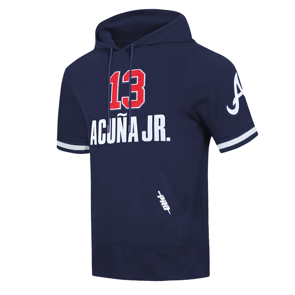MLB ATLANTA BRAVES RONALD ACUNA JR. #13 CLASSIC MEN'S SHORT SLEEVE PULLOVER HOODIE