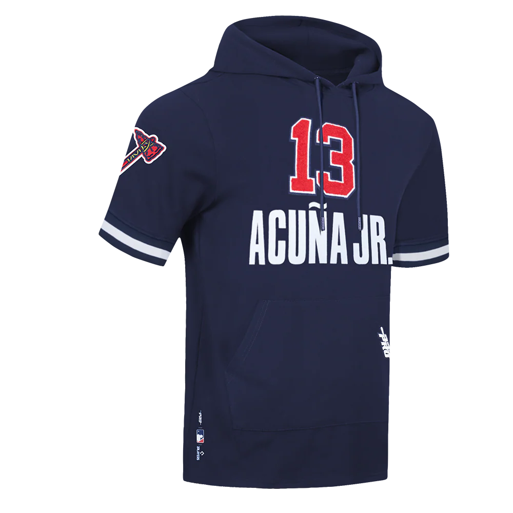 MLB ATLANTA BRAVES RONALD ACUNA JR. #13 CLASSIC MEN'S SHORT SLEEVE PULLOVER HOODIE