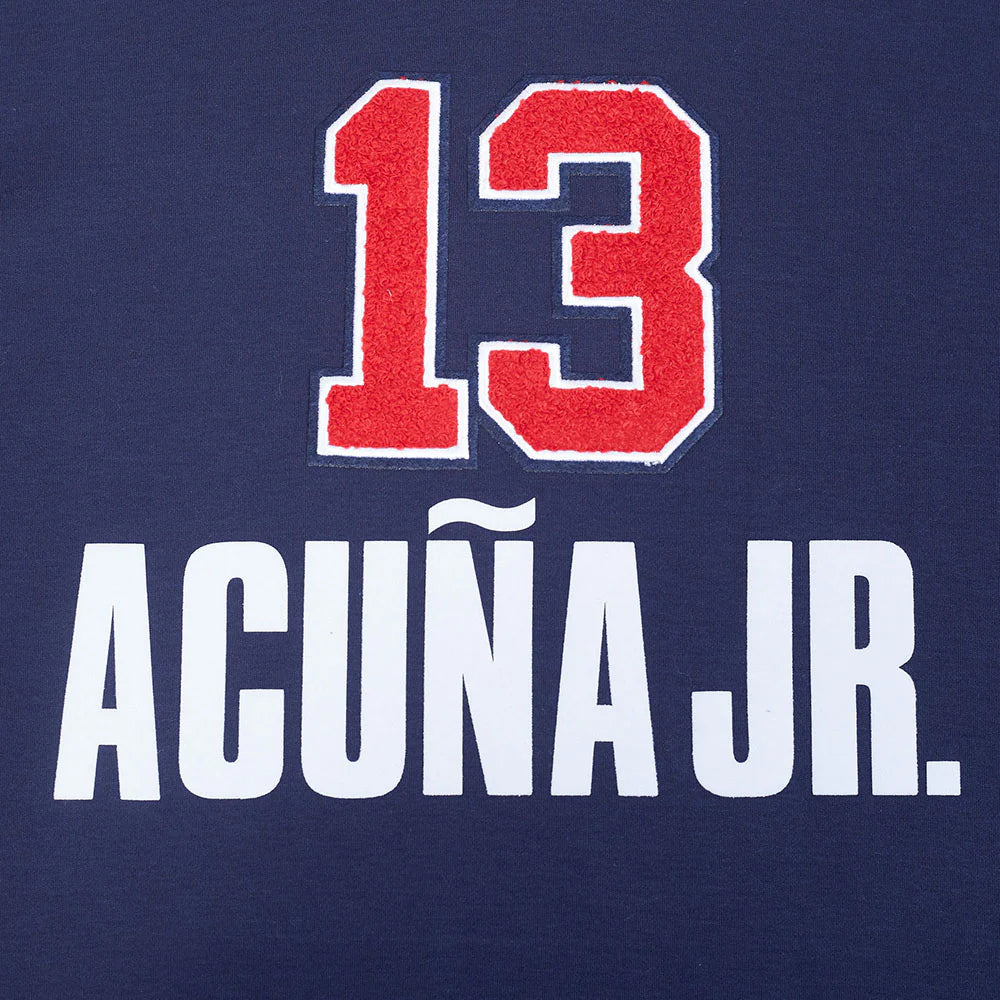 MLB ATLANTA BRAVES RONALD ACUNA JR. #13 CLASSIC MEN'S SHORT SLEEVE PULLOVER HOODIE