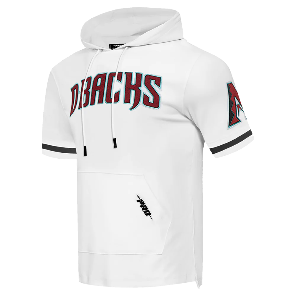 MLB ARIZONA DIAMONDBACKS CLASSIC CHENILLE MEN'S DOUBLE KNIT SHORT SLEEVE PULLOVER HOODIE