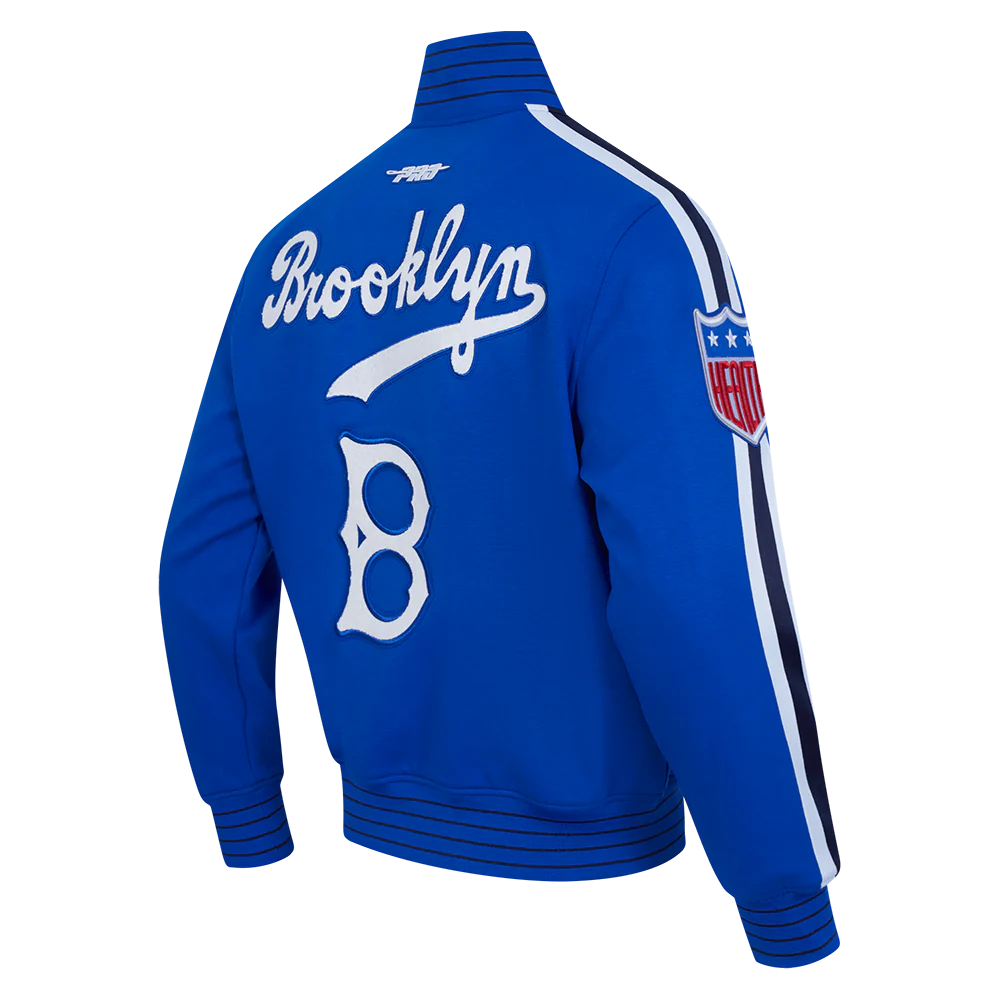 MLB BROOKLYN DODGERS COOPERSTOWN LOGO PRO GAME DAY MEN'S DOUBLE KNIT JACKET