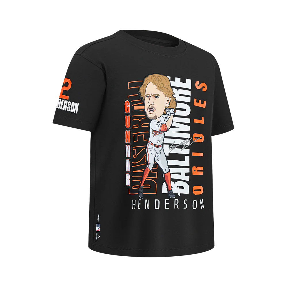 MLB BALTIMORE ORIOLES GUNNAR HENDERSON #2 REMIX AVATAR BIG BOYS SHORT SLEEVE TOP
