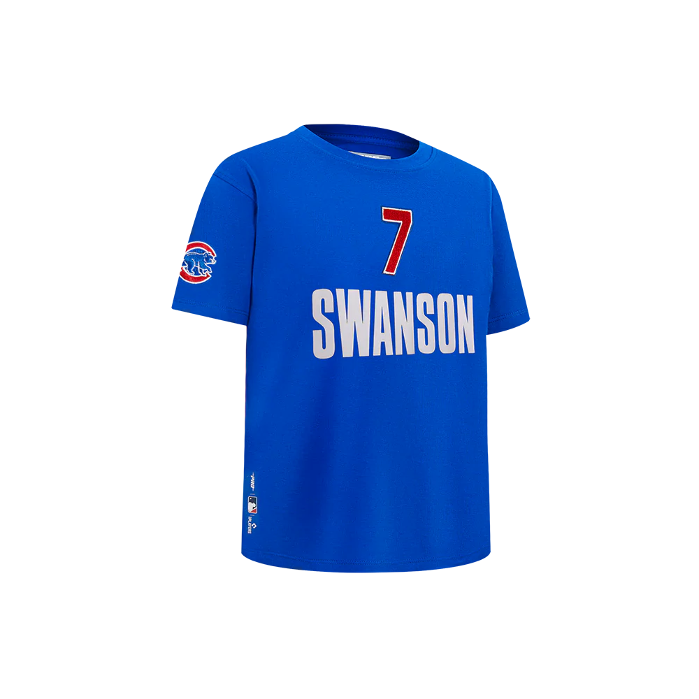 MLB CHICAGO CUBS DANSBY SWANSON #7 CLASSIC PLAYER NAME AND NUMBER LITTLE BOY'S TEE