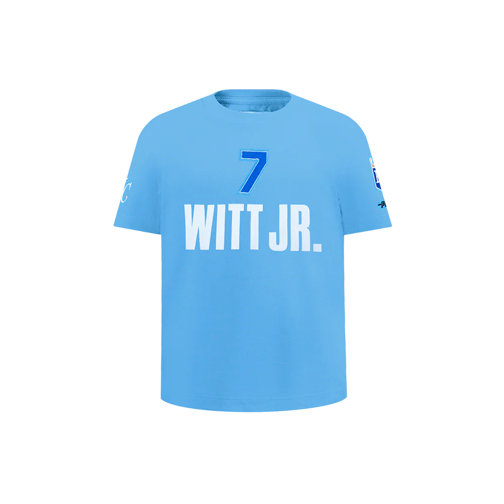 MLB KANSAS CITY ROYALS BOBBY WITT JR. #7 CLASSIC PLAYER NAME AND NUMBER LITTLE BOY SHORT SLEEVE TOP