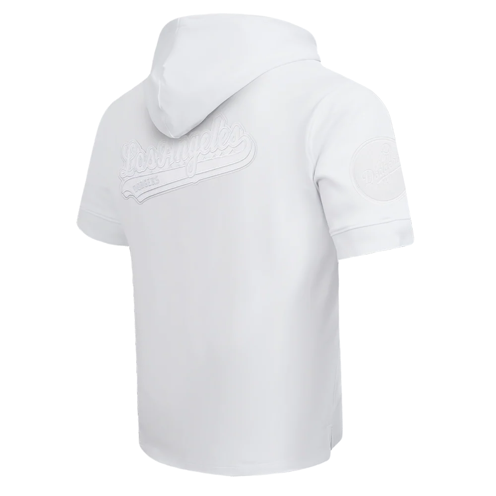 MLB LOS ANGELES DODGERS WHITE OUT MEN'S SHORT SLEEVE PULLOVER HOODIE