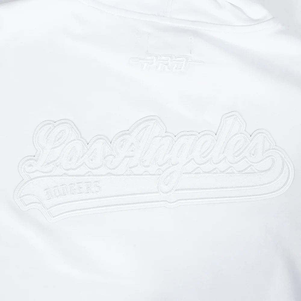 MLB LOS ANGELES DODGERS WHITE OUT MEN'S SHORT SLEEVE PULLOVER HOODIE