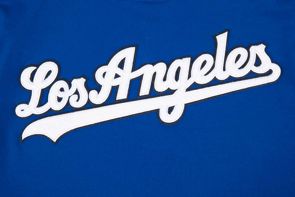 MLB LOS ANGELES DODGERS CLASSIC CHENILLE MEN'S DOUBLE KNIT SHORT SLEEVE PULLOVER HOODIE