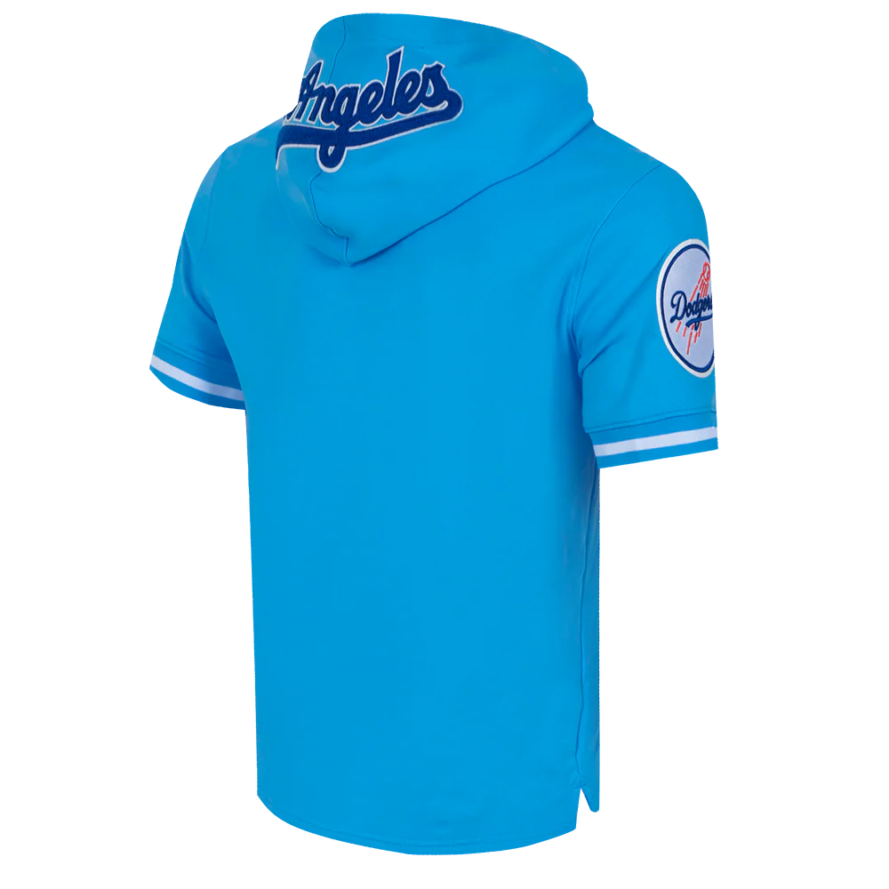 MLB LOS ANGELES DODGERS CLASSIC CHENILLE MEN'S DOUBLE KNIT SHORT SLEEVE PULLOVER HOODIE