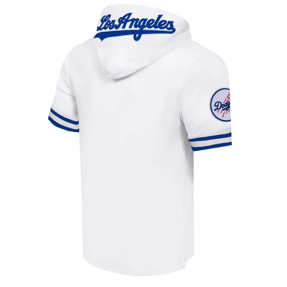 MLB LOS ANGELES DODGERS CLASSIC CHENILLE MEN'S DOUBLE KNIT SHORT SLEEVE PULLOVER HOODIE