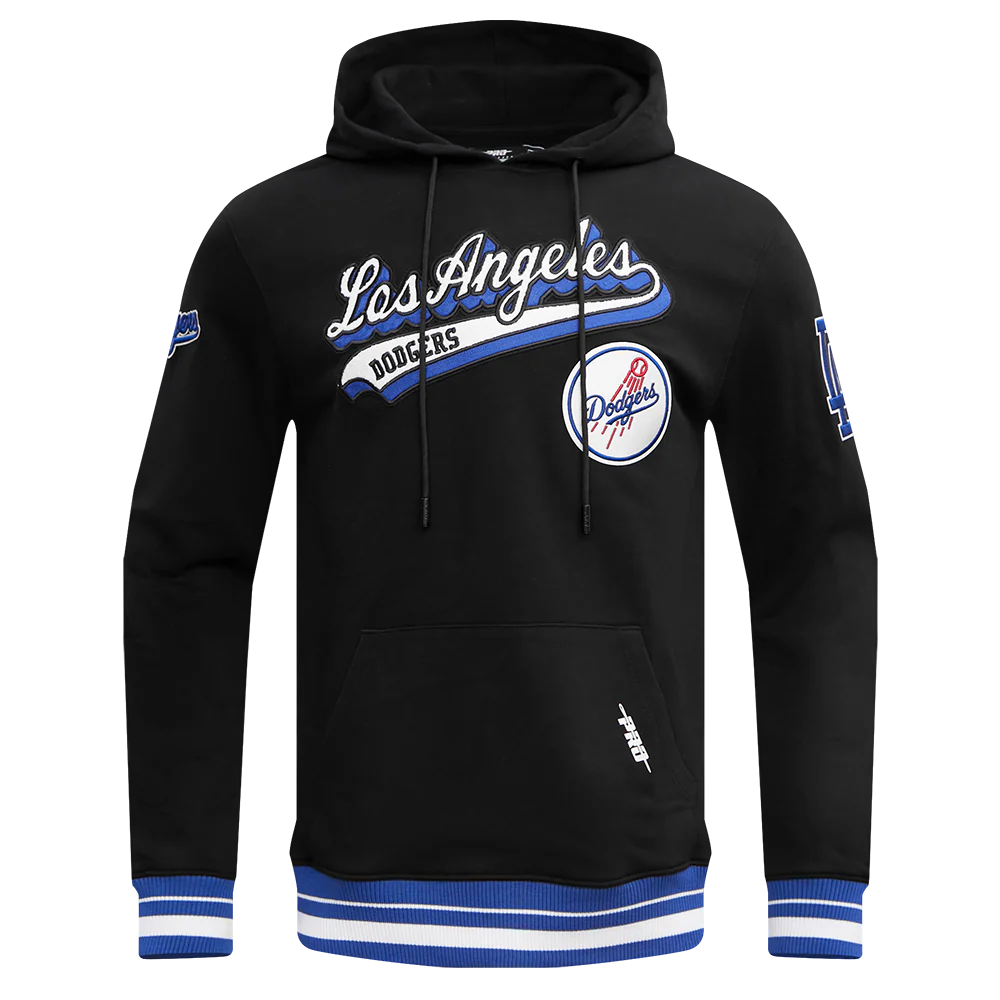 MLB LOS ANGELES DODGERS SCRIPT TAIL MEN'S RIB FLEECE PULLOVER HOODIE