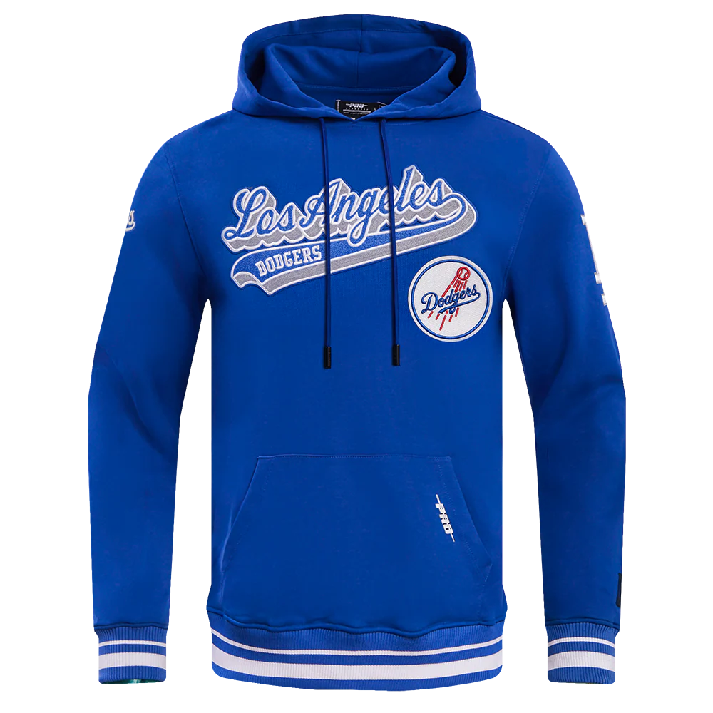 MLB LOS ANGELES DODGERS SCRIPT TAIL MEN'S RIB FLEECE PULLOVER HOODIE