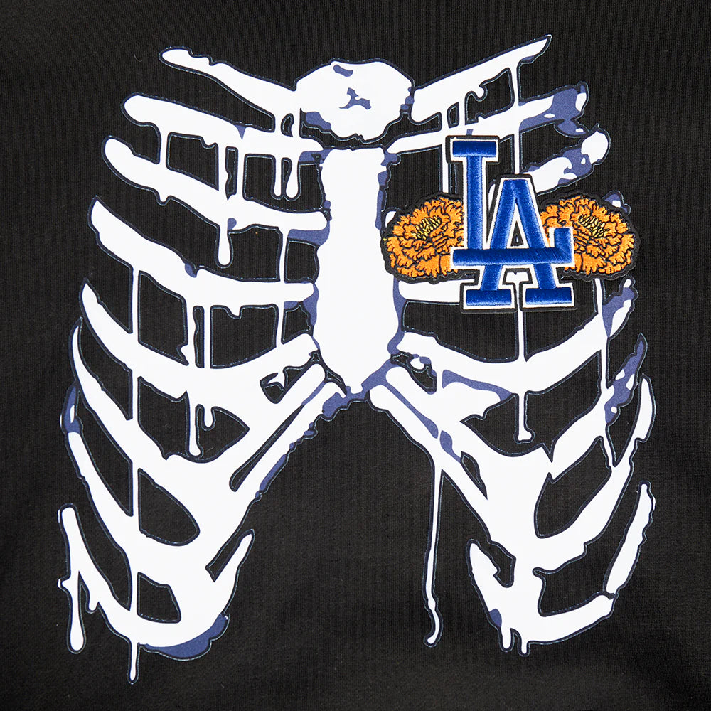 MLB LOS ANGELES DODGERS RIB CAGE MEN'S DROP SHOULDER FLEECE PULLOVER HOODIE
