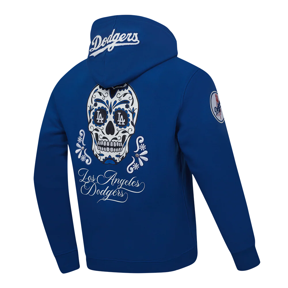 MLB LOS ANGELES DODGERS SUGAR SKULL MEN'S FLEECE PULLOVER HOODIE