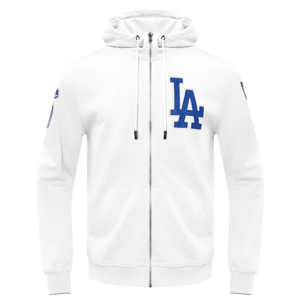 MLB LOS ANGELES DODGERS CLASSIC CHENILLE MEN'S FULL ZIP PULLOVER HOODIE