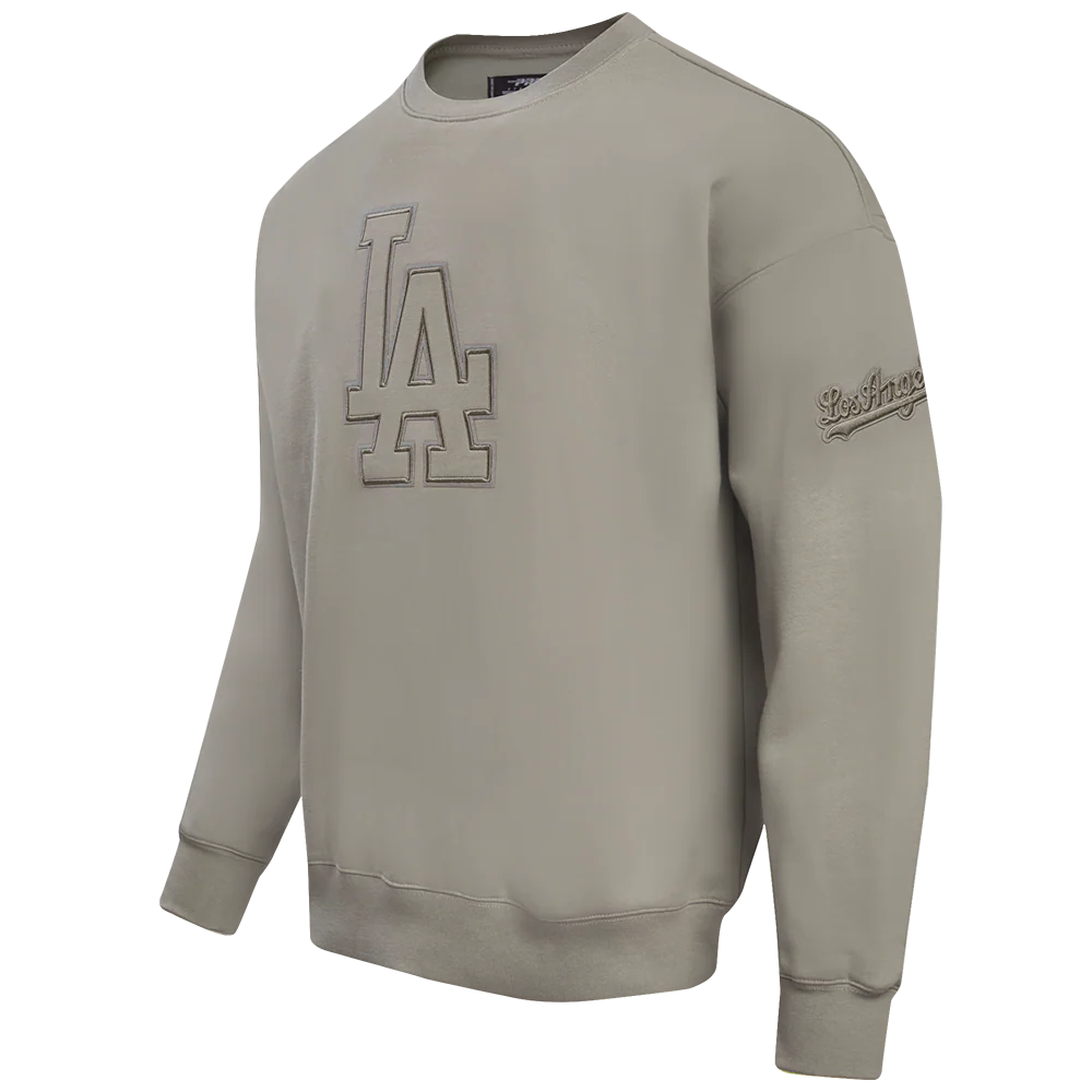 MLB LOS ANGELES DODGERS NEUTRAL DROP SHOULDER FLEECE CREWNECK