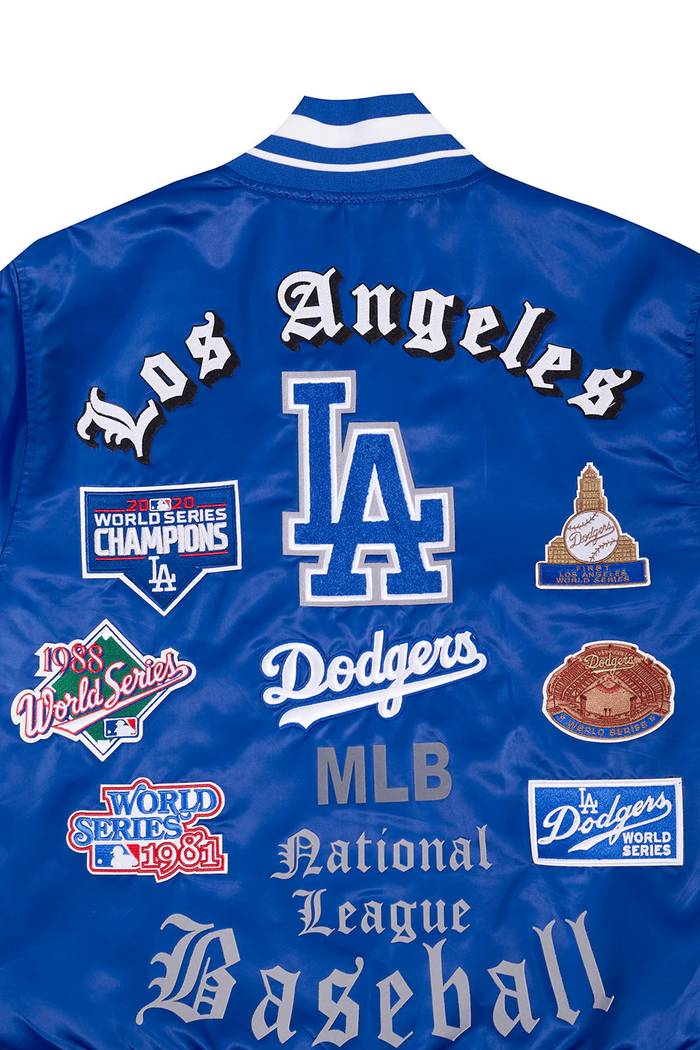 MLB LOS ANGELES DODGERS OLD ENGLISH MEN'S RIB SATIN JACKET