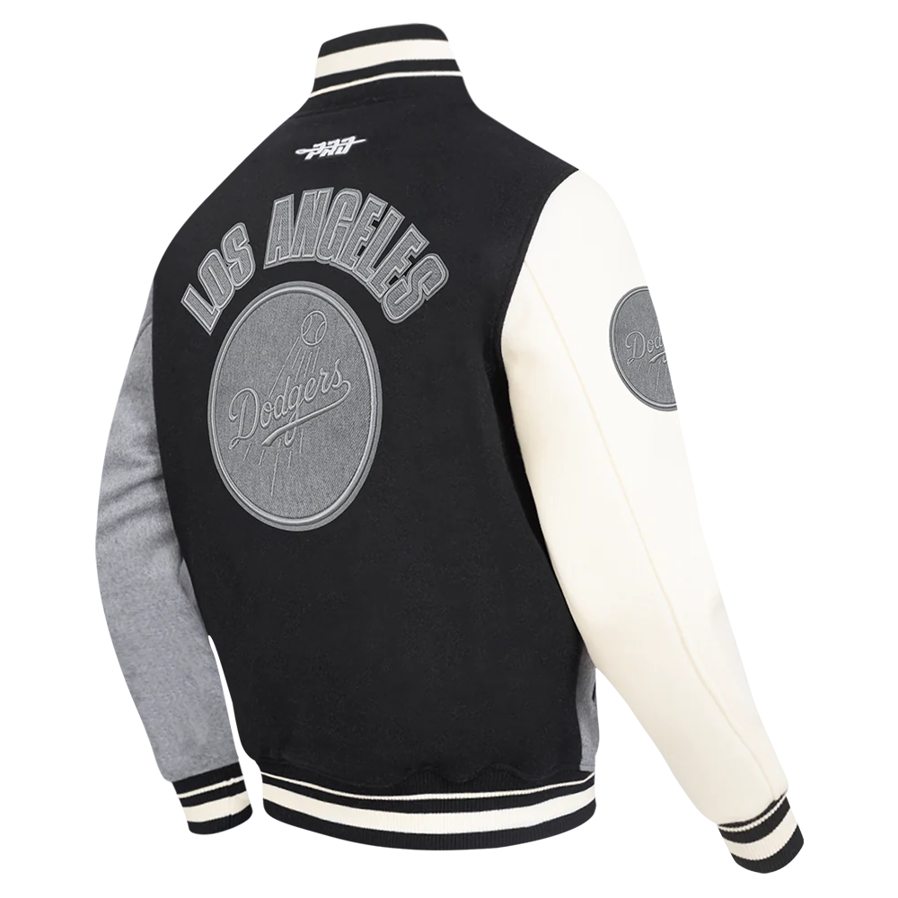 MLB LOS ANGELES DODGERS REVERSE FRENCH TERRY MEN'S COLOR BLOCK WOOL VARSITY JACKET