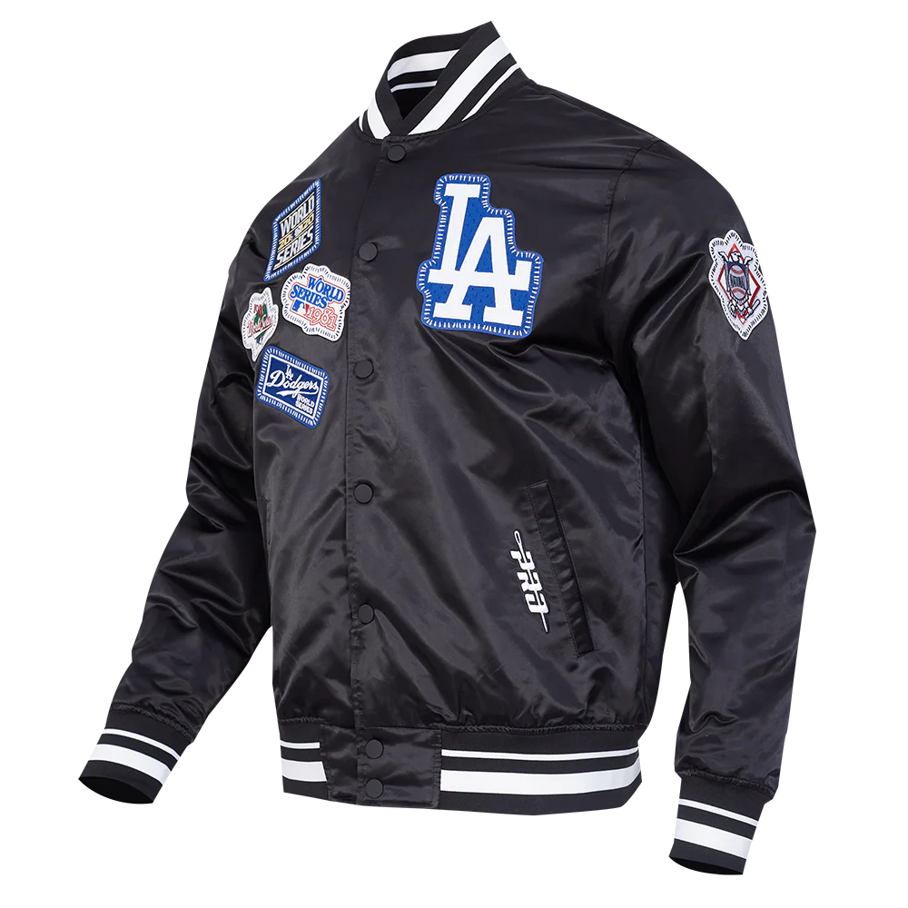 MLB LOS ANGELES DODGERS DIY PICK STITCH MEN'S RIB SATIN JACKET