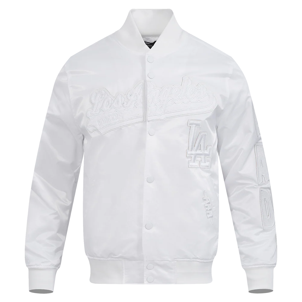 MLB LOS ANGELES DODGERS WHITE OUT MEN'S SATIN JACKET