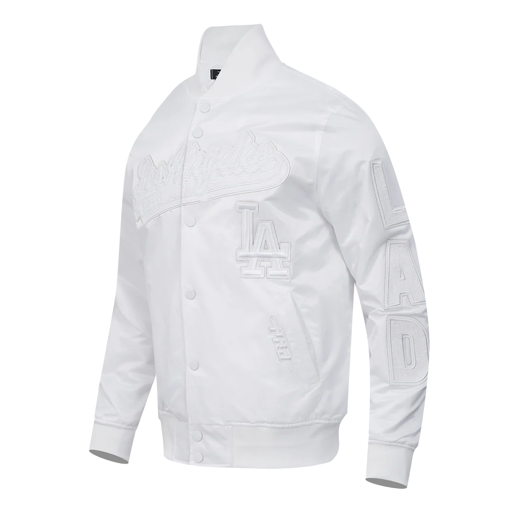 MLB LOS ANGELES DODGERS WHITE OUT MEN'S SATIN JACKET