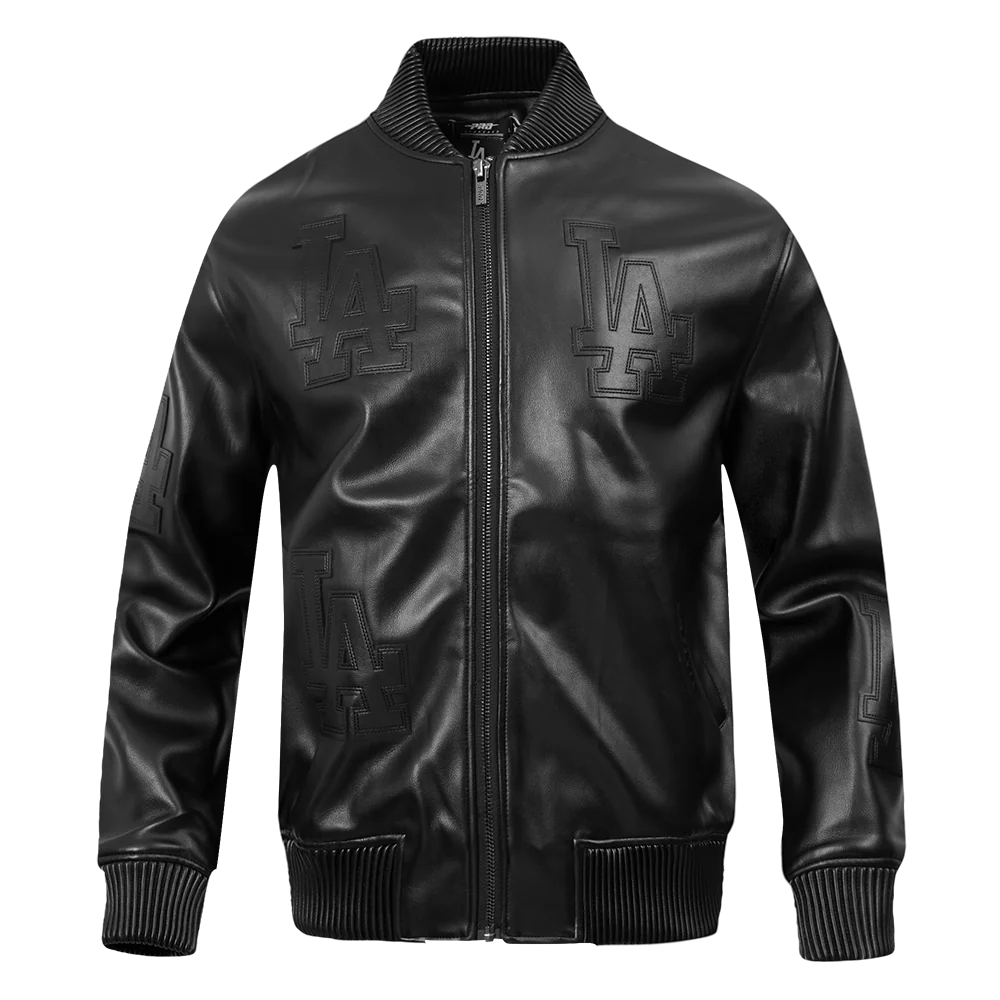 MLB LOS ANGELES DODGERS WASHED VANGUARD MEN'S LEATHER VARSITY JACKET