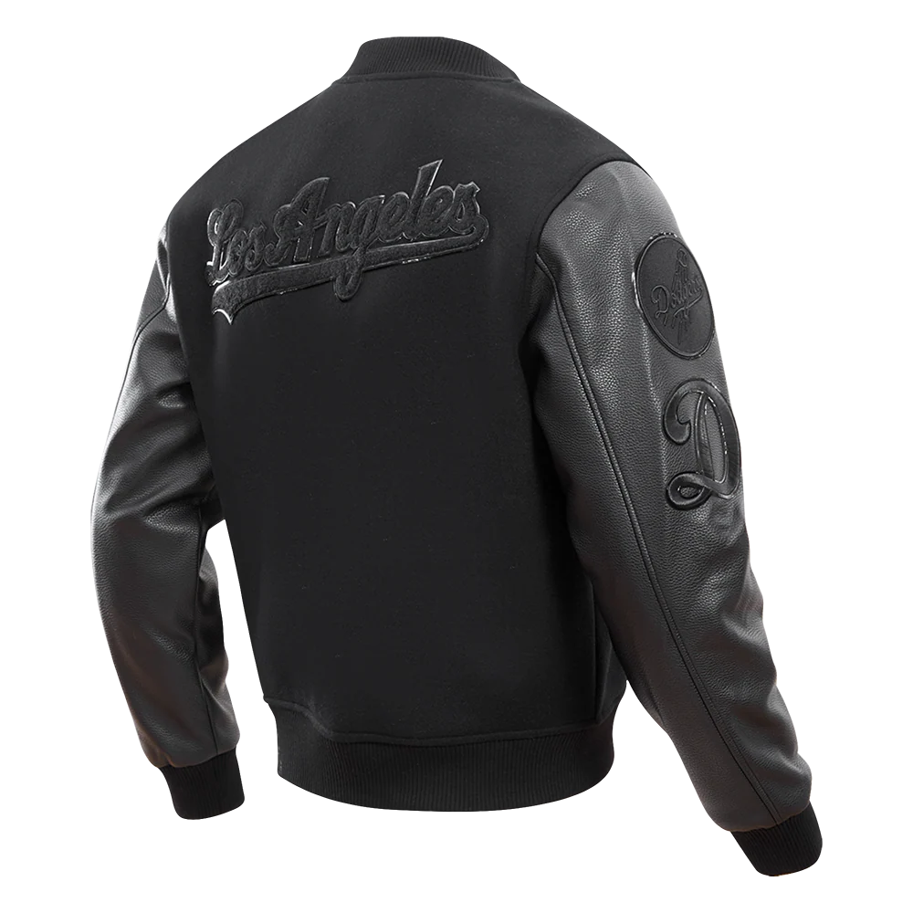 MLB LOS ANGELES DODGERS PRO TRIPLE BLACK MEN'S VARSITY JACKET