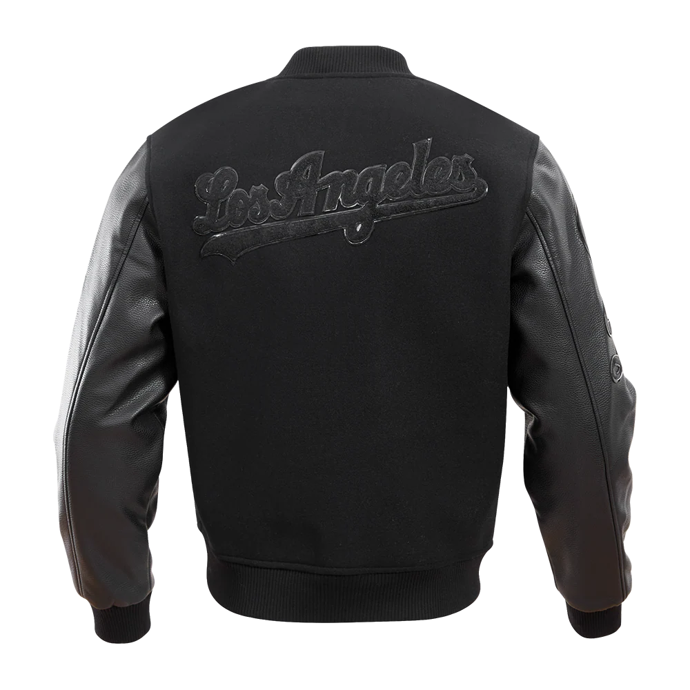 MLB LOS ANGELES DODGERS PRO TRIPLE BLACK MEN'S VARSITY JACKET